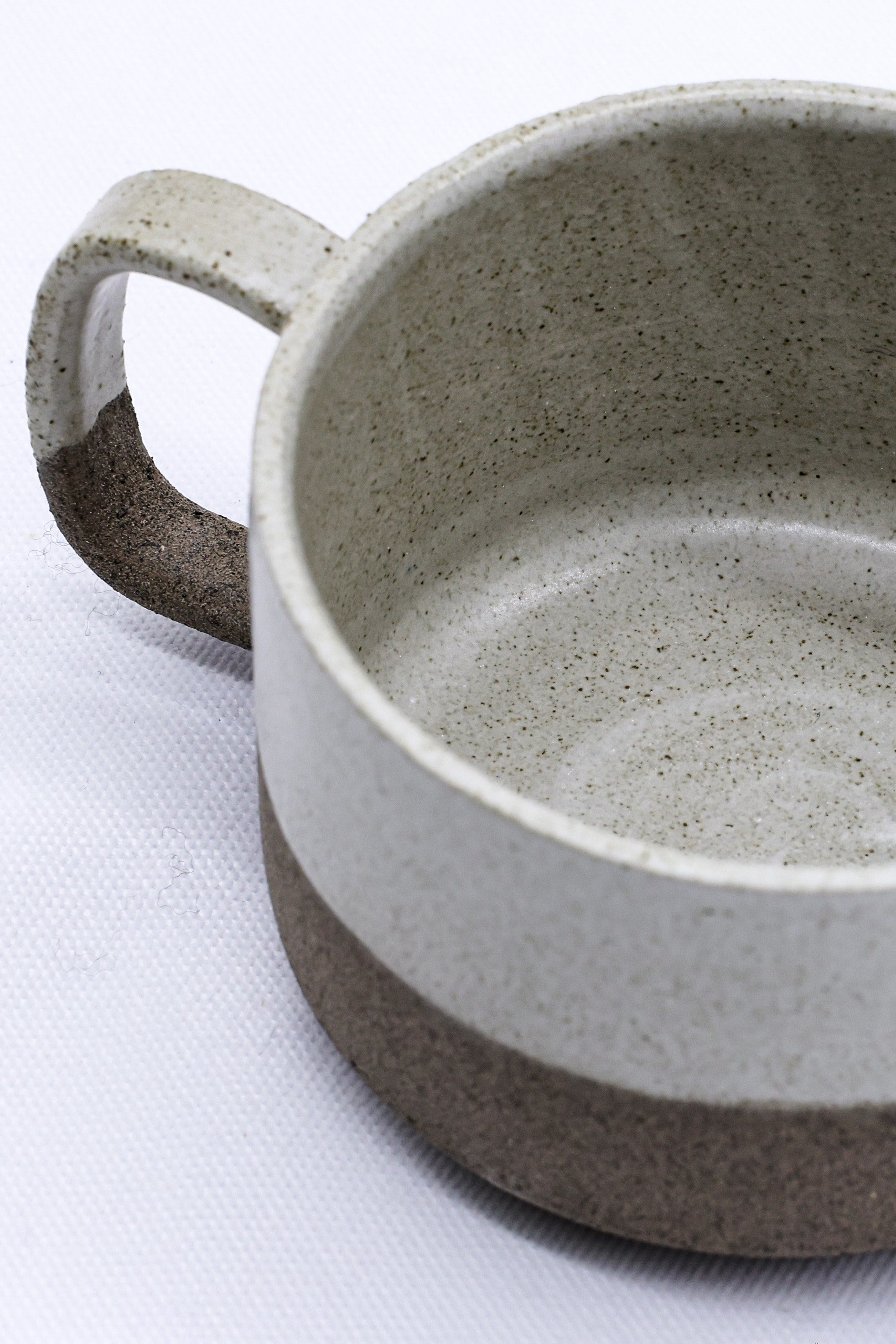 Matte White Handmade Ceramic Smoked Grey Stoneware Big Ceramic Mug