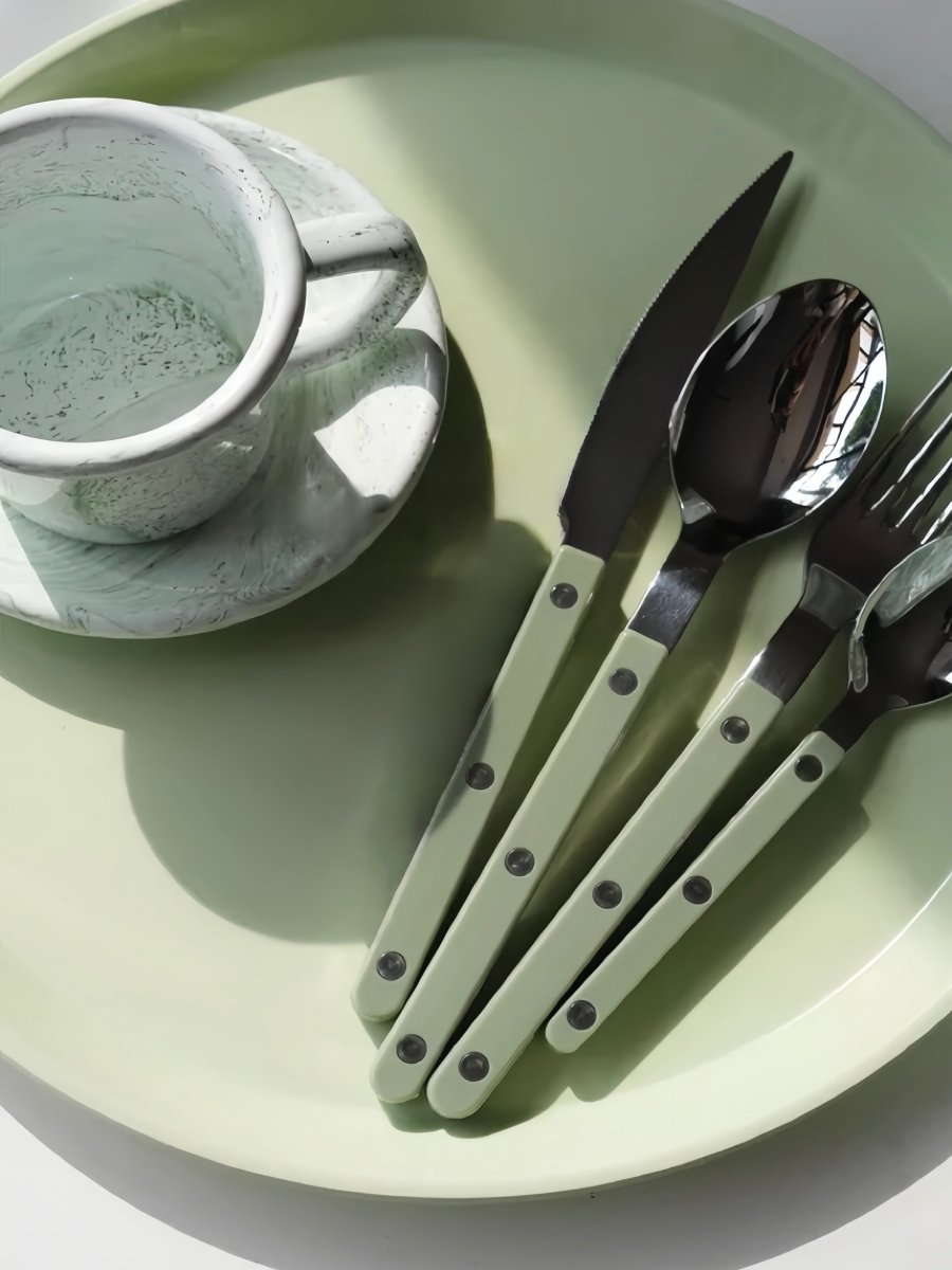 Elegant Modern Nordic Flatware Set Of 8 ( $4.9 Each ) - Bistrot Rivet Cutlery Silverware