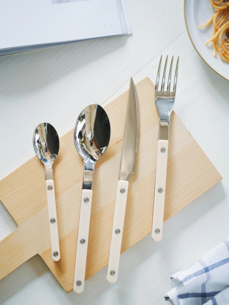 Elegant Modern Nordic Flatware Set Of 8 ( $4.9 Each ) - Bistrot Rivet Cutlery Silverware